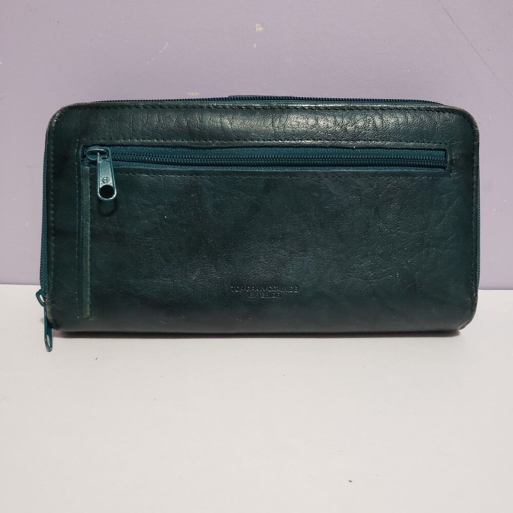 Buxton Genuine Leather Green Women's Zip Around Wallet 7"×4" - Picture 5 of 10